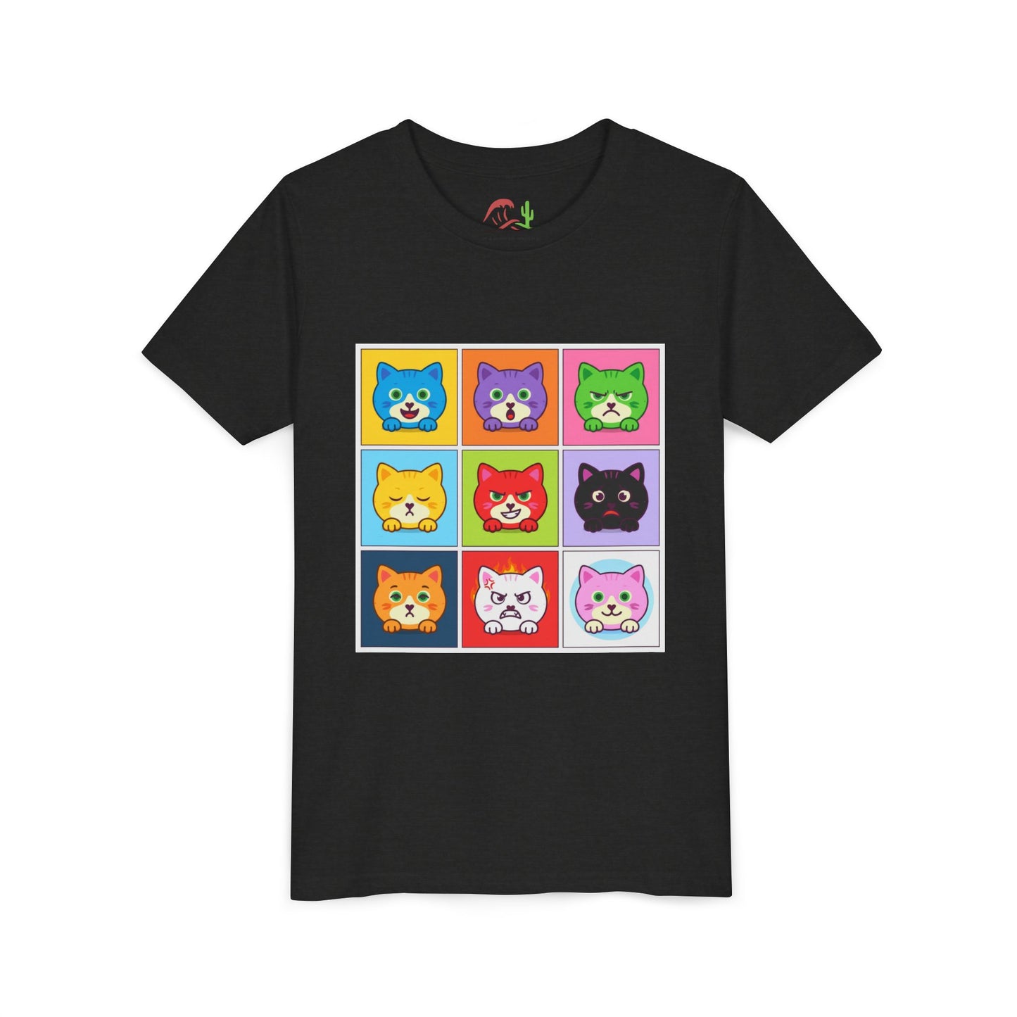 Playful Cat Faces Youth Tee | Cute Animal Shirt for Kids, Stylish Summer T-shirt, Perfect Gift for Cat Lovers, Birthday or Holiday