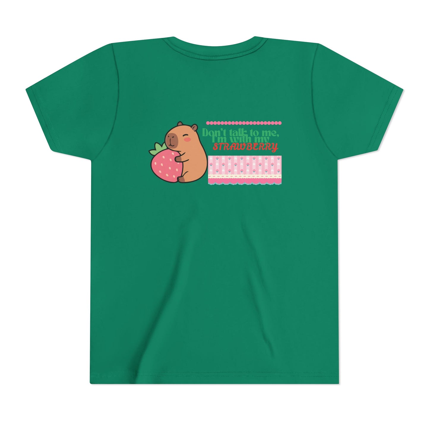 Capybara Hugging Strawberry Youth Tee