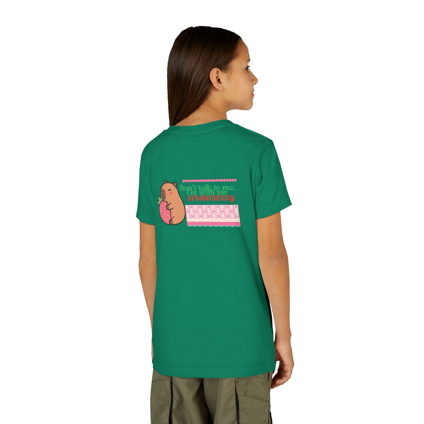 Capybara Hugging Strawberry Youth Tee