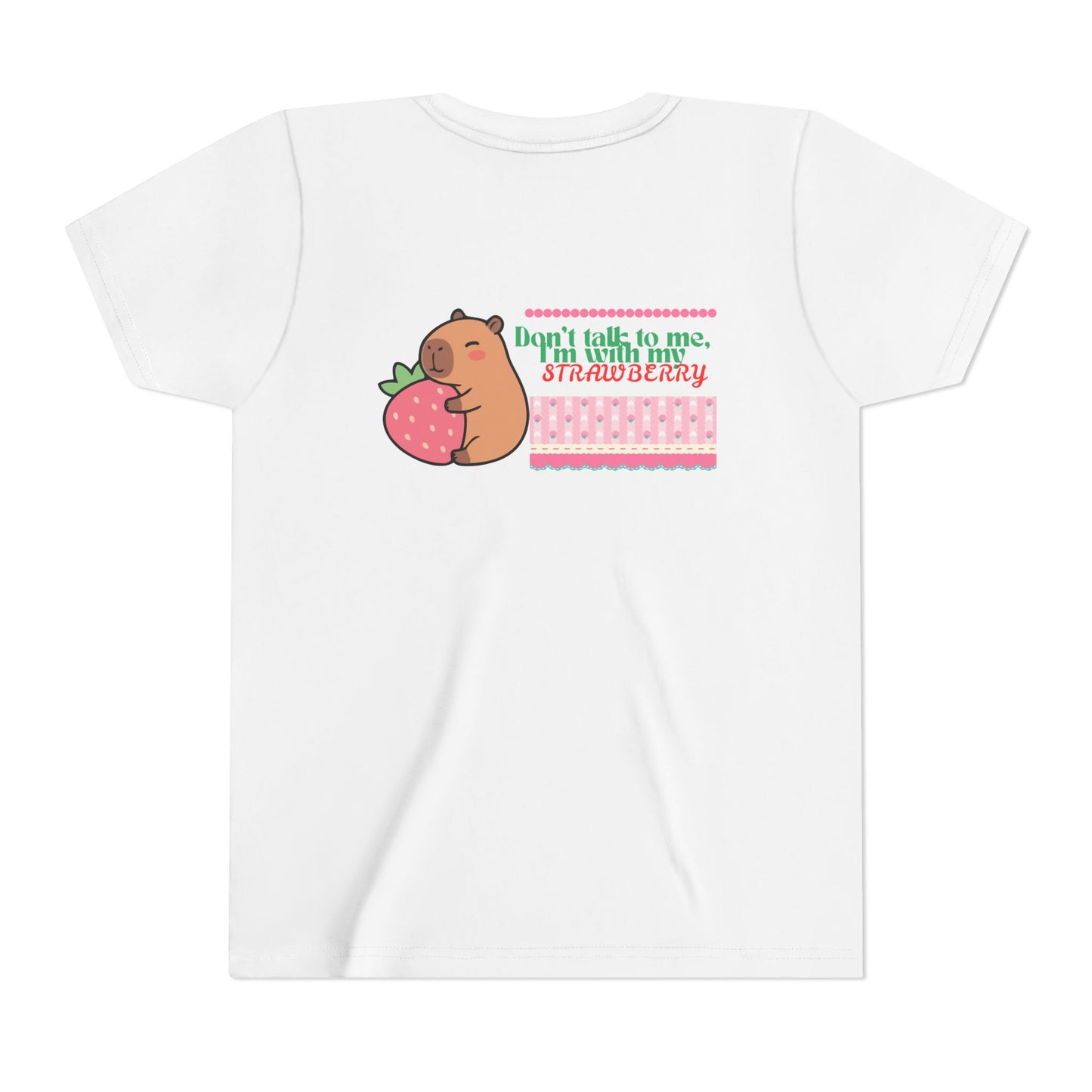 Capybara Hugging Strawberry Youth Tee