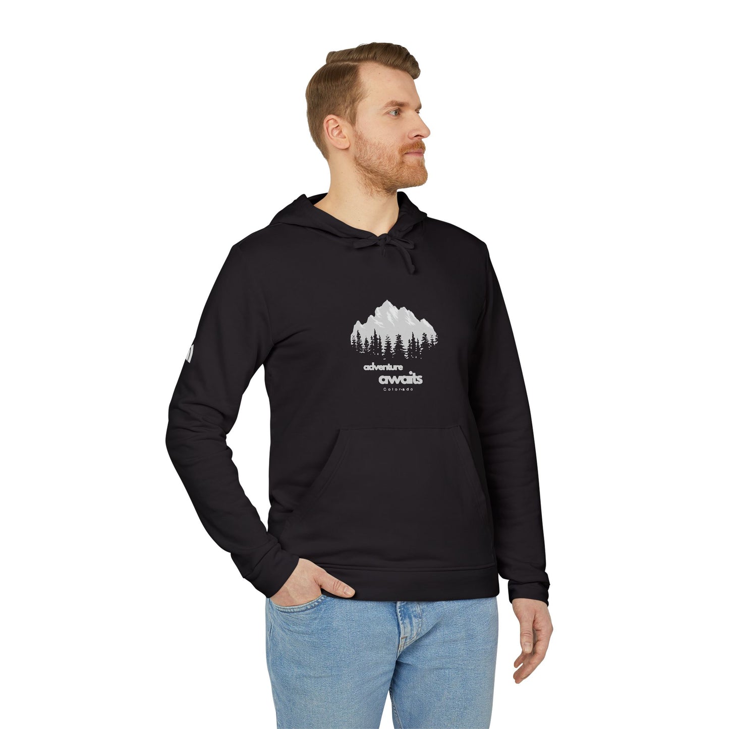 Adidas Fleece Hoodie – Minimalist Skyline Logo Pullover