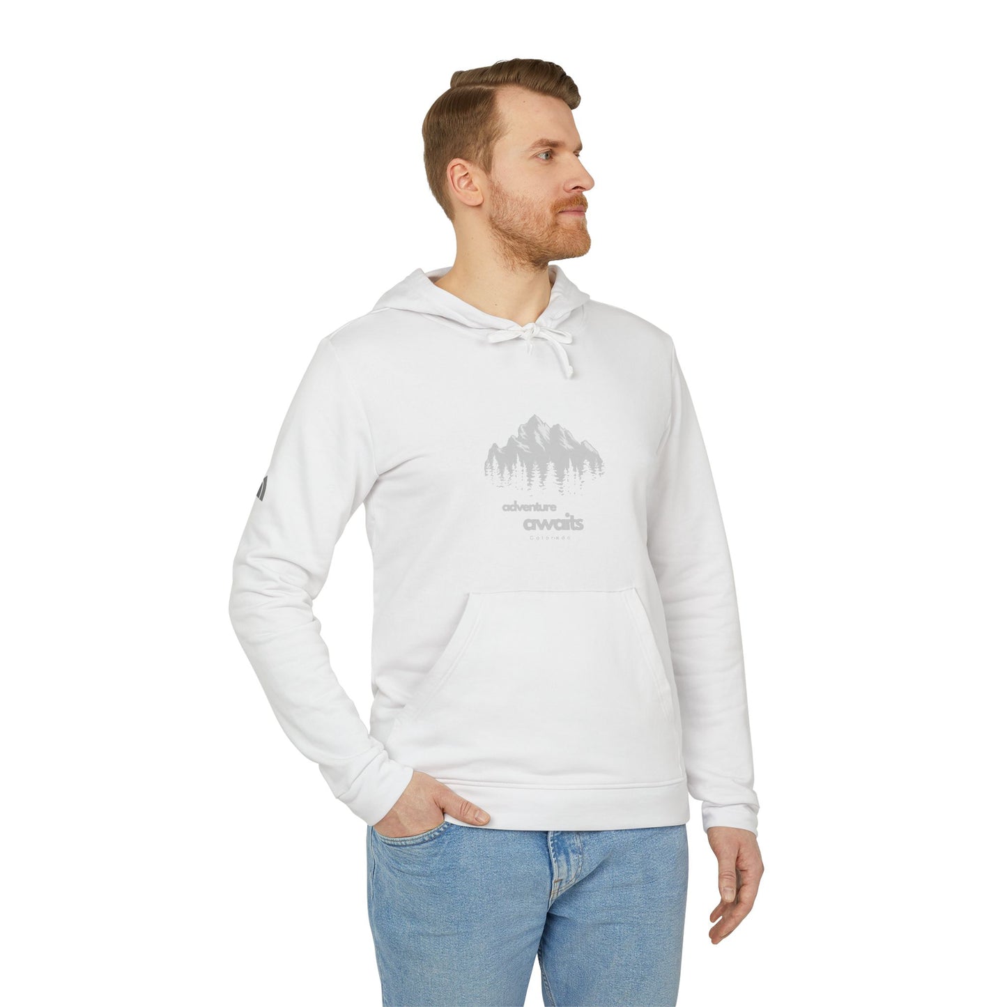 Adidas Fleece Hoodie – Minimalist Skyline Logo Pullover