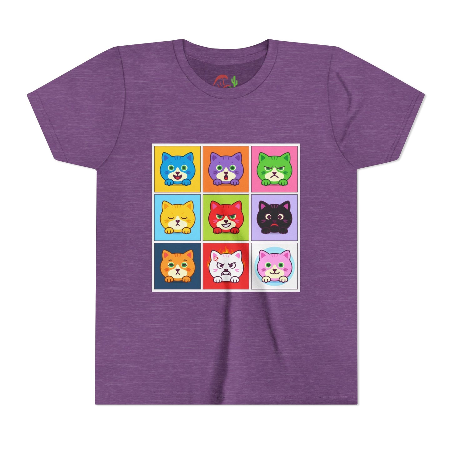 Playful Cat Faces Youth Tee | Cute Animal Shirt for Kids, Stylish Summer T-shirt, Perfect Gift for Cat Lovers, Birthday or Holiday