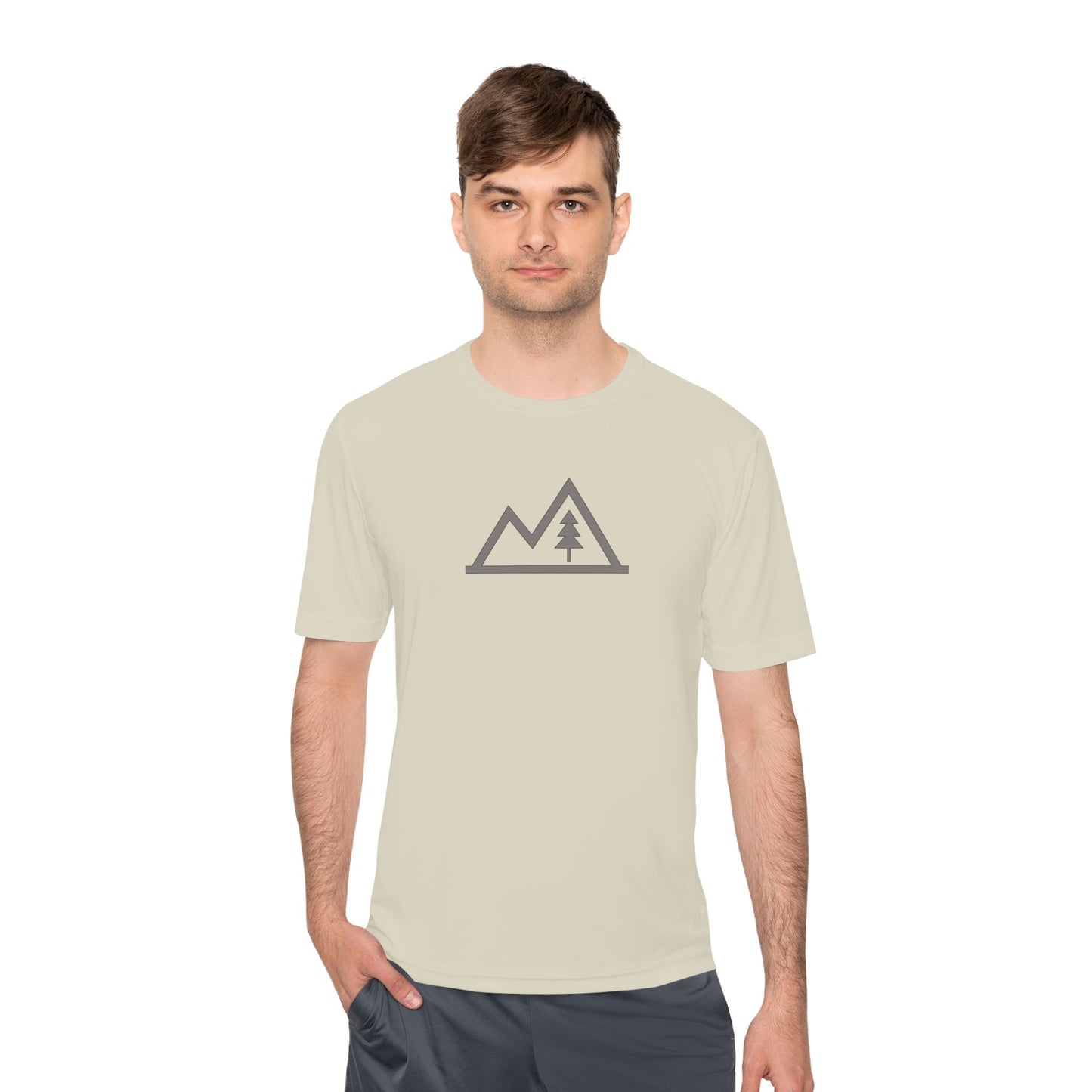 Mountain Outline Tee — Minimal Tree Graphic Performance Shirt