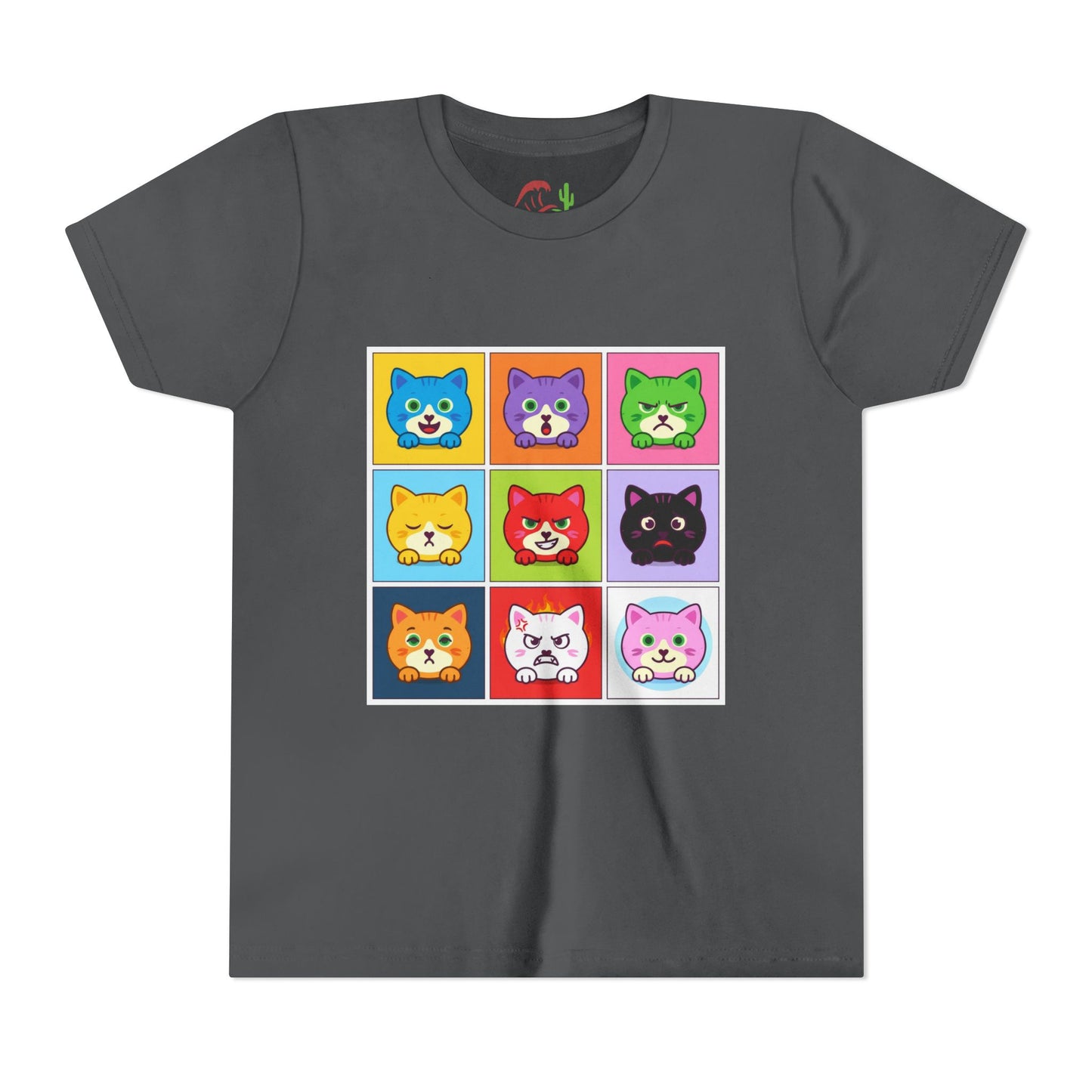 Playful Cat Faces Youth Tee | Cute Animal Shirt for Kids, Stylish Summer T-shirt, Perfect Gift for Cat Lovers, Birthday or Holiday