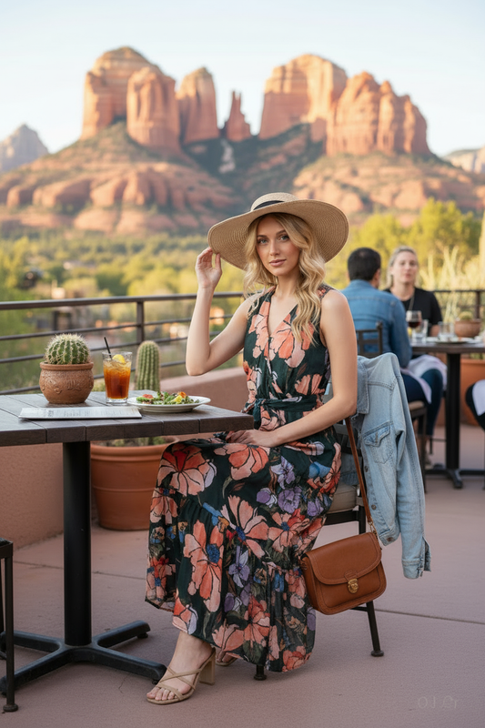 Lime 'N' Chili Floral Print Sleeveless Tie Waist Maxi Dress